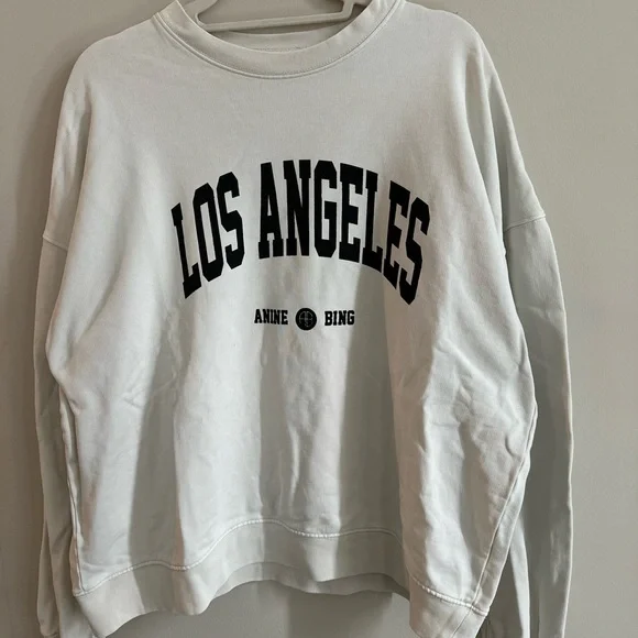 - Anine Bing White Crewneck Sweater with Los Angeles Print - Picture 2 of 10